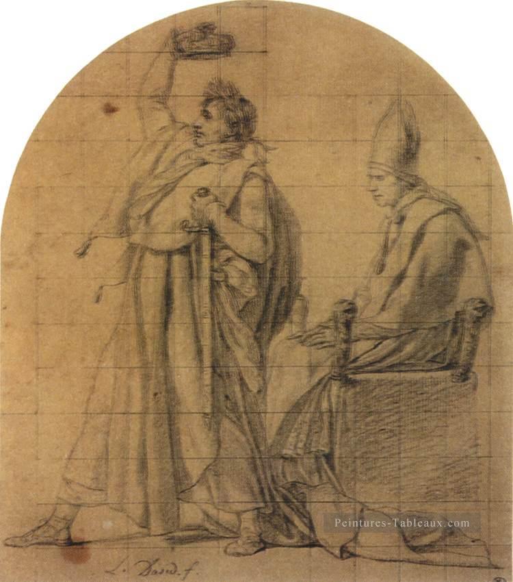 Napoléon tenant Josephines Couronne néoclassicisme Jacques Louis David Peintures à l'huile